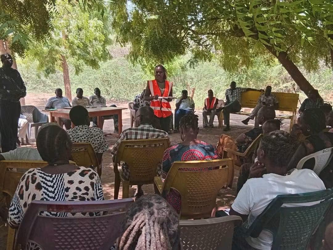 Residents participate in a public forum on the proposed Lodwar Municipality storm water drainage project in Turkana County.