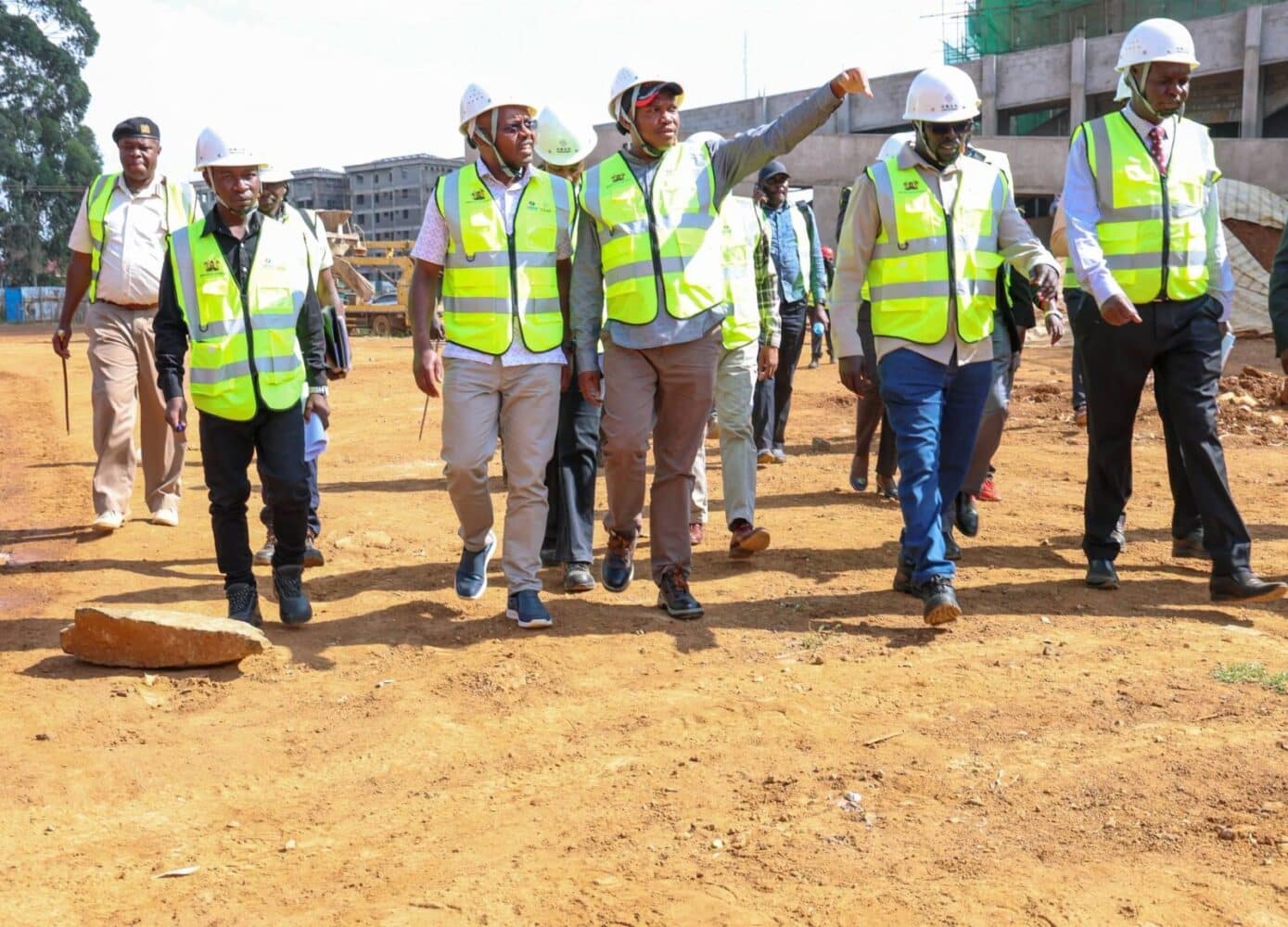 Construction workers at Kipchoge Keino Stadium in Eldoret during the ongoing renovation ahead of AFCON 2027.