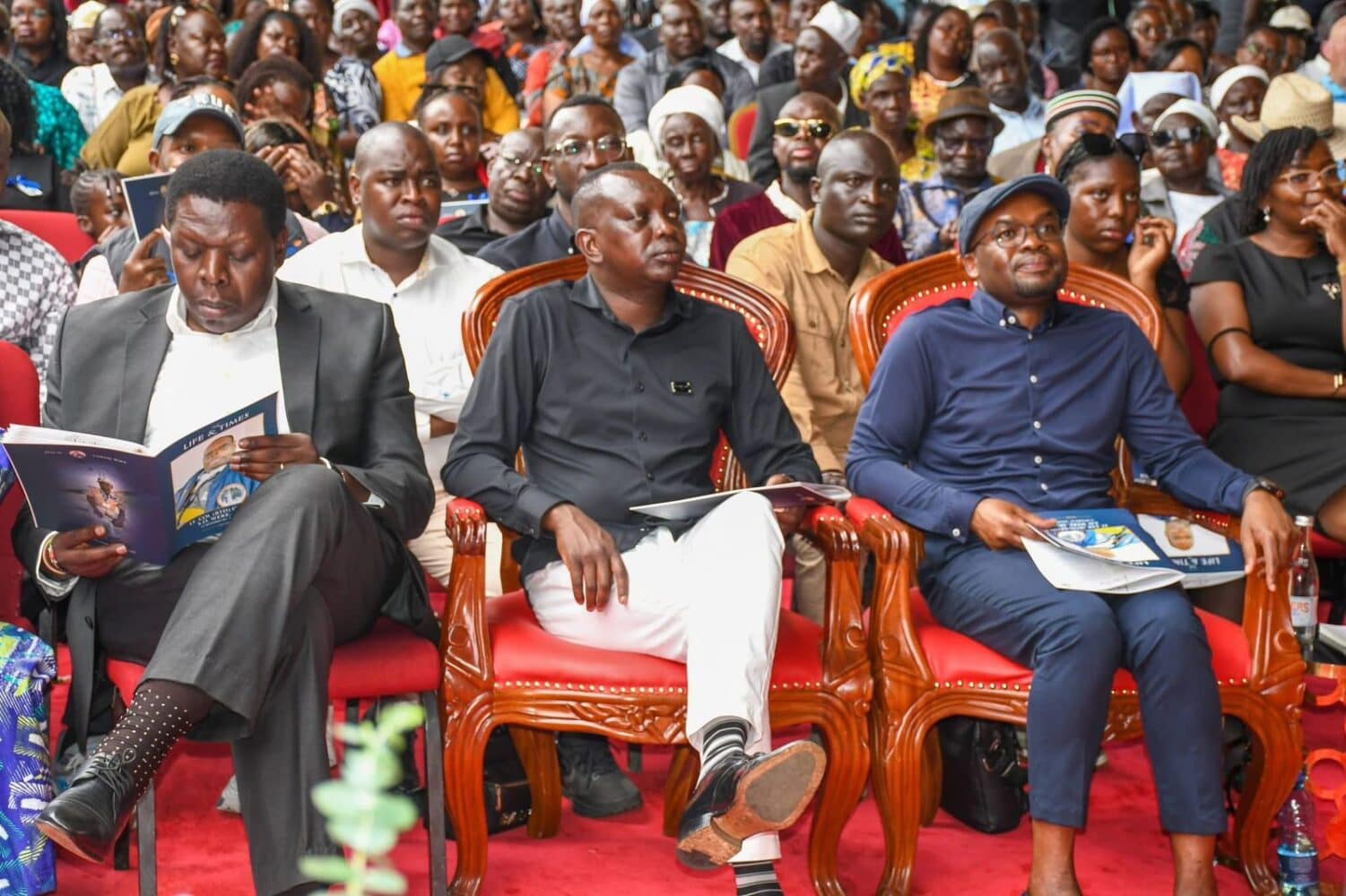 Internal Security Principal Secretary Raymond Omollo speaking in Nyakach during the burial ceremony of Lt. (Rtd.) George Were.