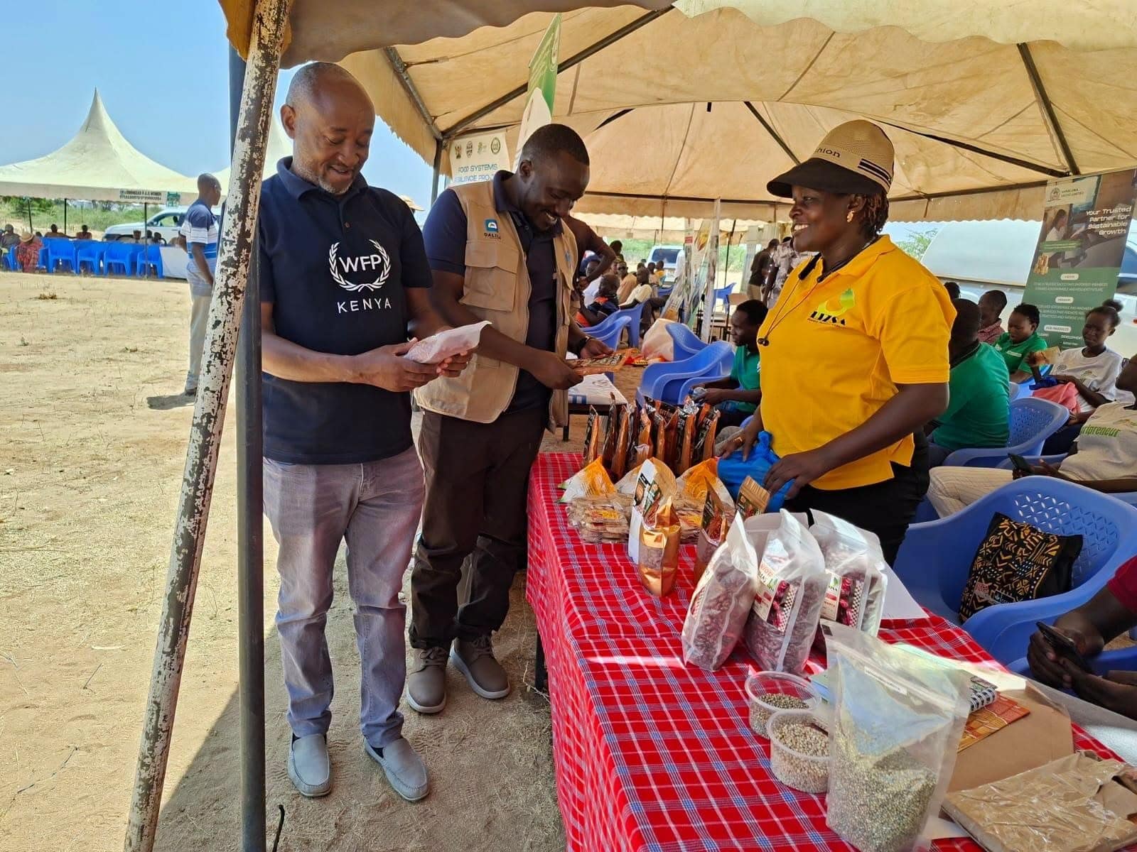 Officials and farmers attending the agribusiness fair at Katilu Citizen Resource Center during the launch of the food systems initiative