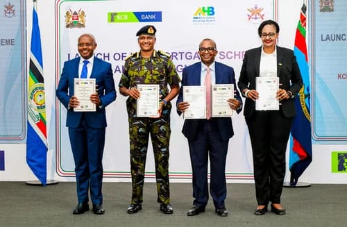 Kenya Defence Forces officers during the launch of a new affordable housing mortgage partnership with KCB