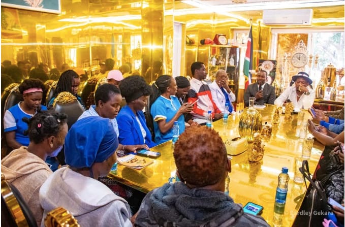 NEDP leader Mike Sonko meets a delegation of domestic workers at the party headquarters in Upper Hill.