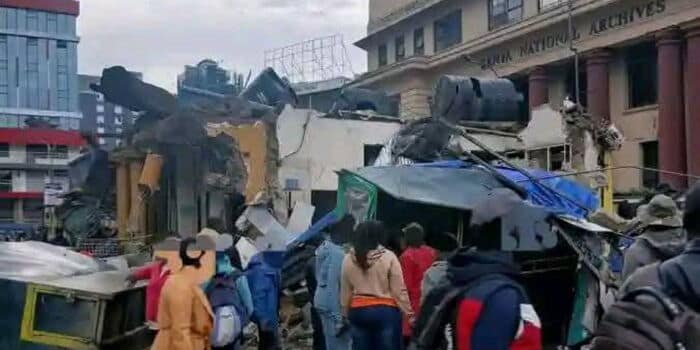 Demolished public toilets near Nairobi Archives affecting traders