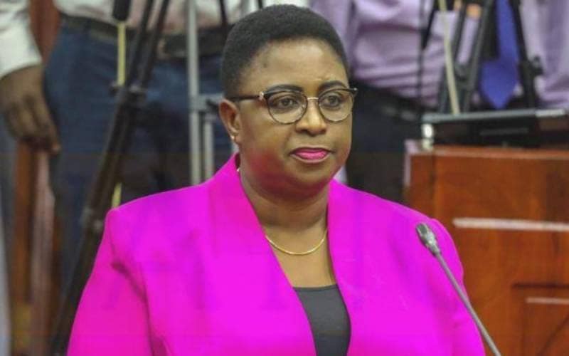 Former Gender Cabinet Secretary Aisha Jumwa announcing her resignation from the United Democratic Alliance (UDA).