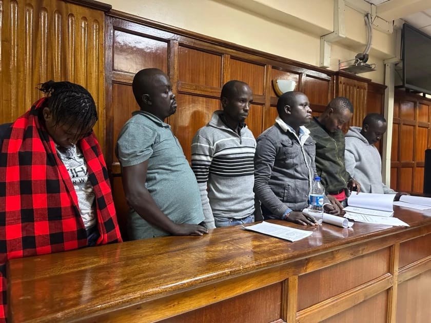 DCI officers outside a Nairobi court during proceedings involving KDF-linked robbery suspects