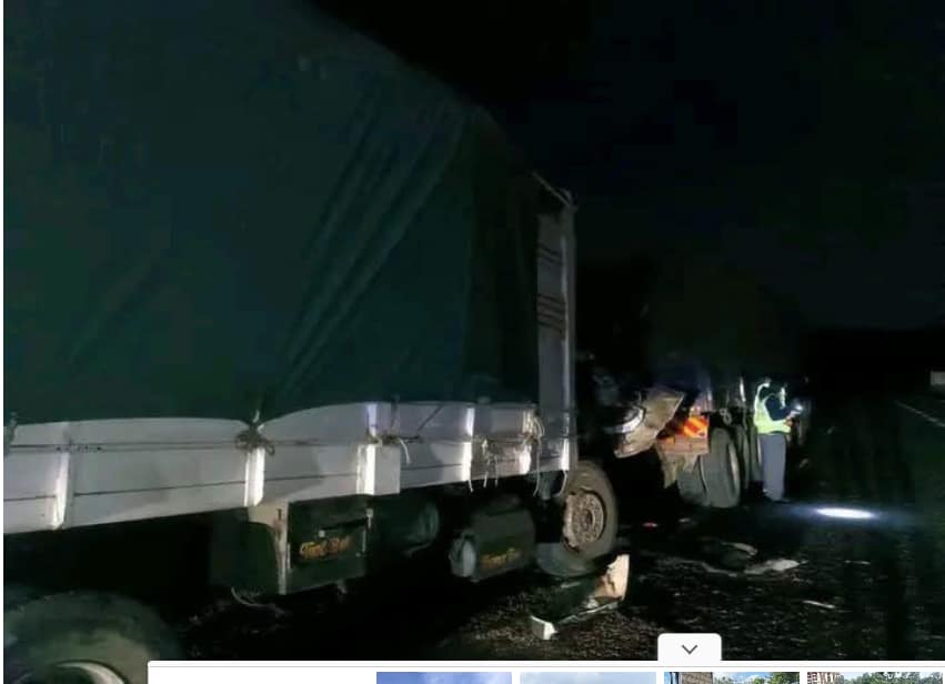 Accident scene after a trailer collided with a lorry at Kargi Junction on the Marsabit–Isiolo Road.