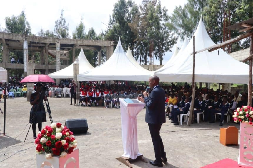 Students attending the Central Rift Valley Schools Rally at Kirobon Boys High School in Nakuru County